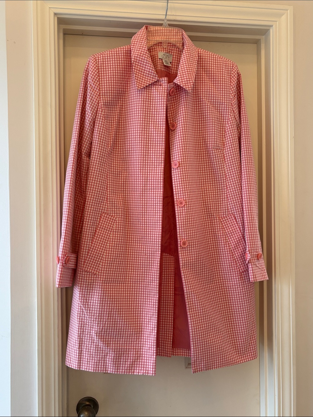 Ann Taylor Loft Pink White Jacket Medium Lightweight